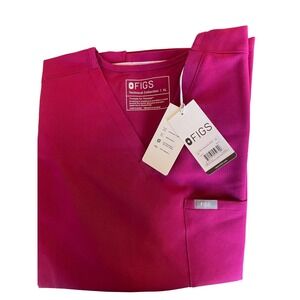 FIGS Technical Collection Womens XL Catarina One Pocket Scrub Top Dark Magenta